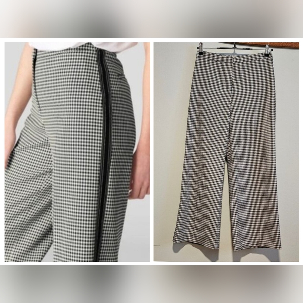WHISTLES Black and Ivory Check Side Stripe Crop, 4
